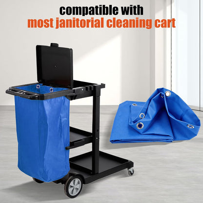 Replacement Janitorial Cleaning Cart Bag: Commercial Products 23 Gallon Industrial Janitorial Vinyl Cart Bag with 6 Brass Grommets - Size 16 x 11 x 27inches (Yellow)