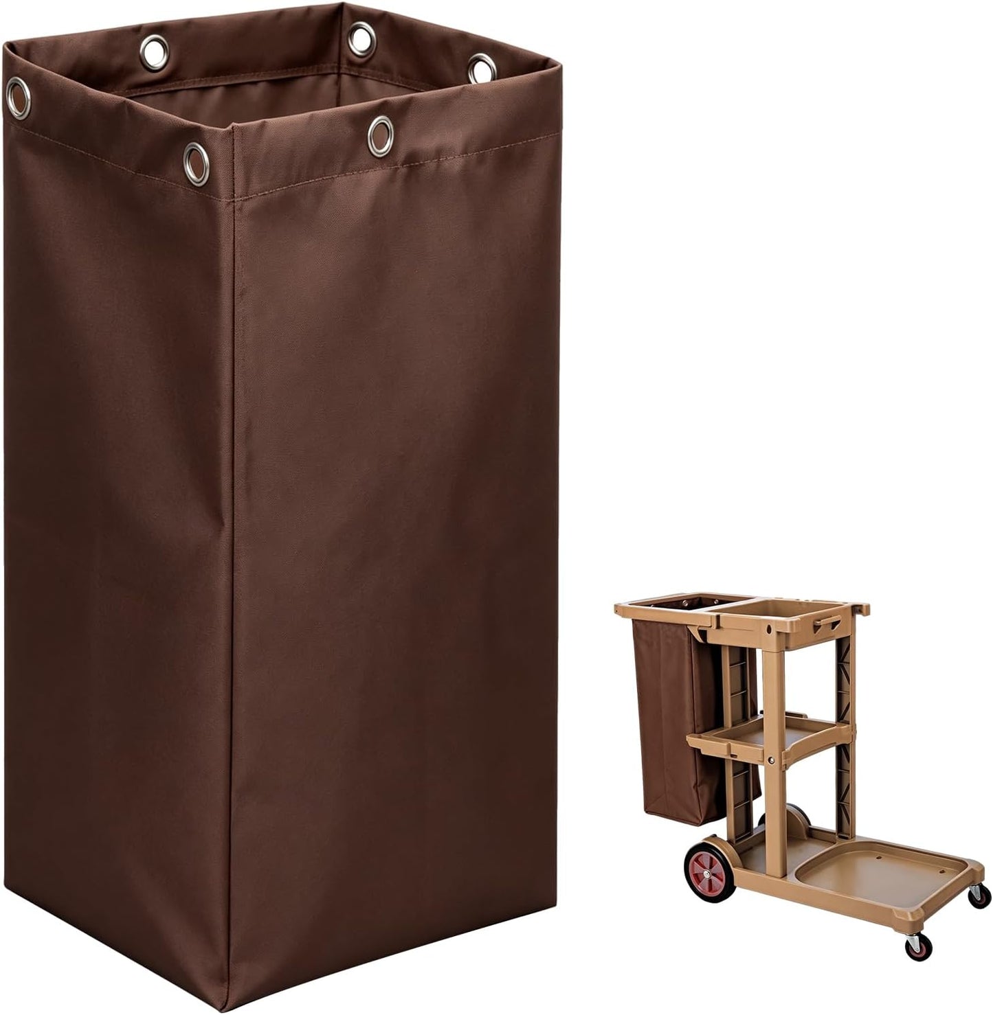 Replacement Janitorial Cleaning Cart Bag: Commercial Products 23 Gallon Industrial Janitorial Vinyl Cart Bag with 6 Brass Grommets - Size 16 x 11 x 27inches (Yellow)