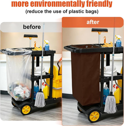 Replacement Janitorial Cleaning Cart Bag: Commercial Products 23 Gallon Industrial Janitorial Vinyl Cart Bag with 6 Brass Grommets - Size 16 x 11 x 27inches (Yellow)
