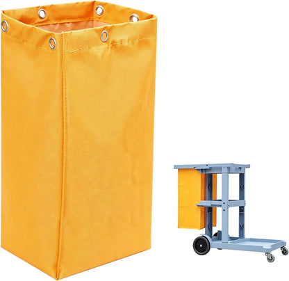 Replacement Janitorial Cleaning Cart Bag: Commercial Products 23 Gallon Industrial Janitorial Vinyl Cart Bag with 6 Brass Grommets - Size 16 x 11 x 27inches (Yellow)