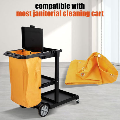 Replacement Janitorial Cleaning Cart Bag: Commercial Products 23 Gallon Industrial Janitorial Vinyl Cart Bag with 6 Brass Grommets - Size 16 x 11 x 27inches (Yellow)