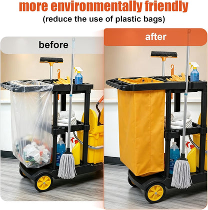 Replacement Janitorial Cleaning Cart Bag: Commercial Products 23 Gallon Industrial Janitorial Vinyl Cart Bag with 6 Brass Grommets - Size 16 x 11 x 27inches (Yellow)