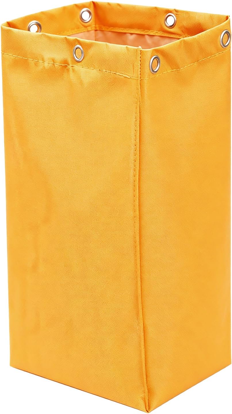 Replacement Janitorial Cleaning Cart Bag: Commercial Products 23 Gallon Industrial Janitorial Vinyl Cart Bag with 6 Brass Grommets - Size 16 x 11 x 27inches (Yellow)