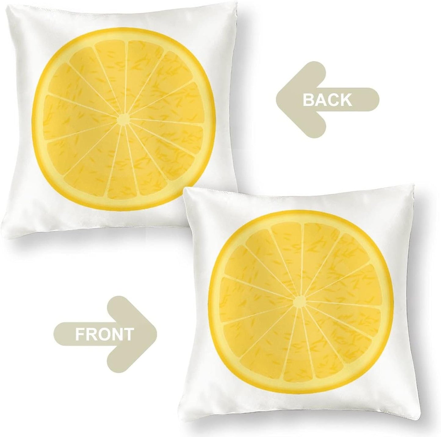 Big Pillows for Bed 16"x16" Lemon Slices Satin Cushion Covers Lemon Fruit Yellow Summer Throw Pillow Cover Square Zippered Pillowcase for Couch Sofa Bedroom Car Living Room