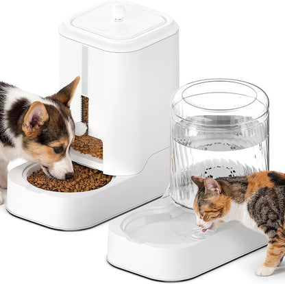 Automatic Cat Feeder & Water Dispenser Set (Bowl not Included) | Gravity Dog Waterer and Food Feeder for Small Medium Dog Cat Puppy Kitten Water & Food Bowl Large Capacity