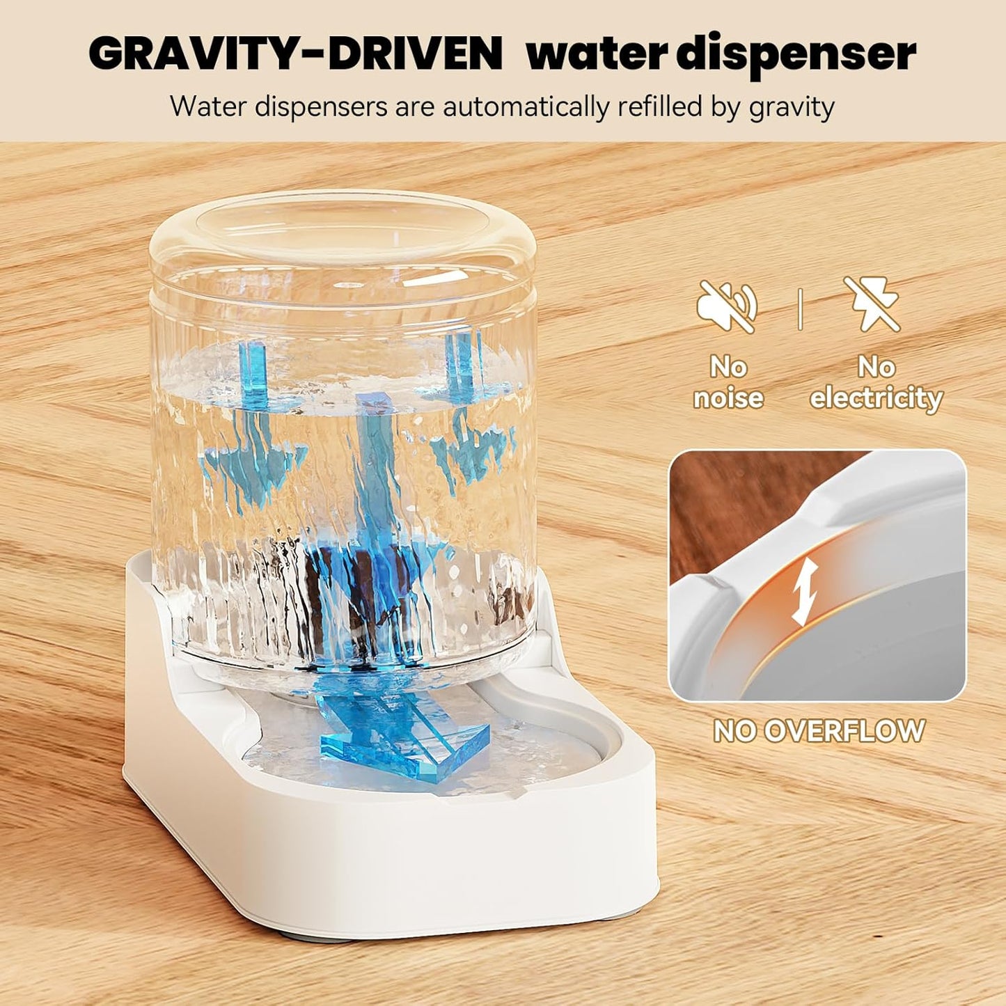 Automatic Cat Feeder & Water Dispenser Set (Bowl not Included) | Gravity Dog Waterer and Food Feeder for Small Medium Dog Cat Puppy Kitten Water & Food Bowl Large Capacity