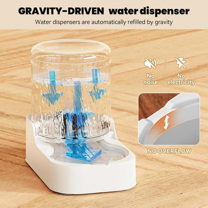 Automatic Cat Feeder & Water Dispenser Set (Bowl not Included) | Gravity Dog Waterer and Food Feeder for Small Medium Dog Cat Puppy Kitten Water & Food Bowl Large Capacity