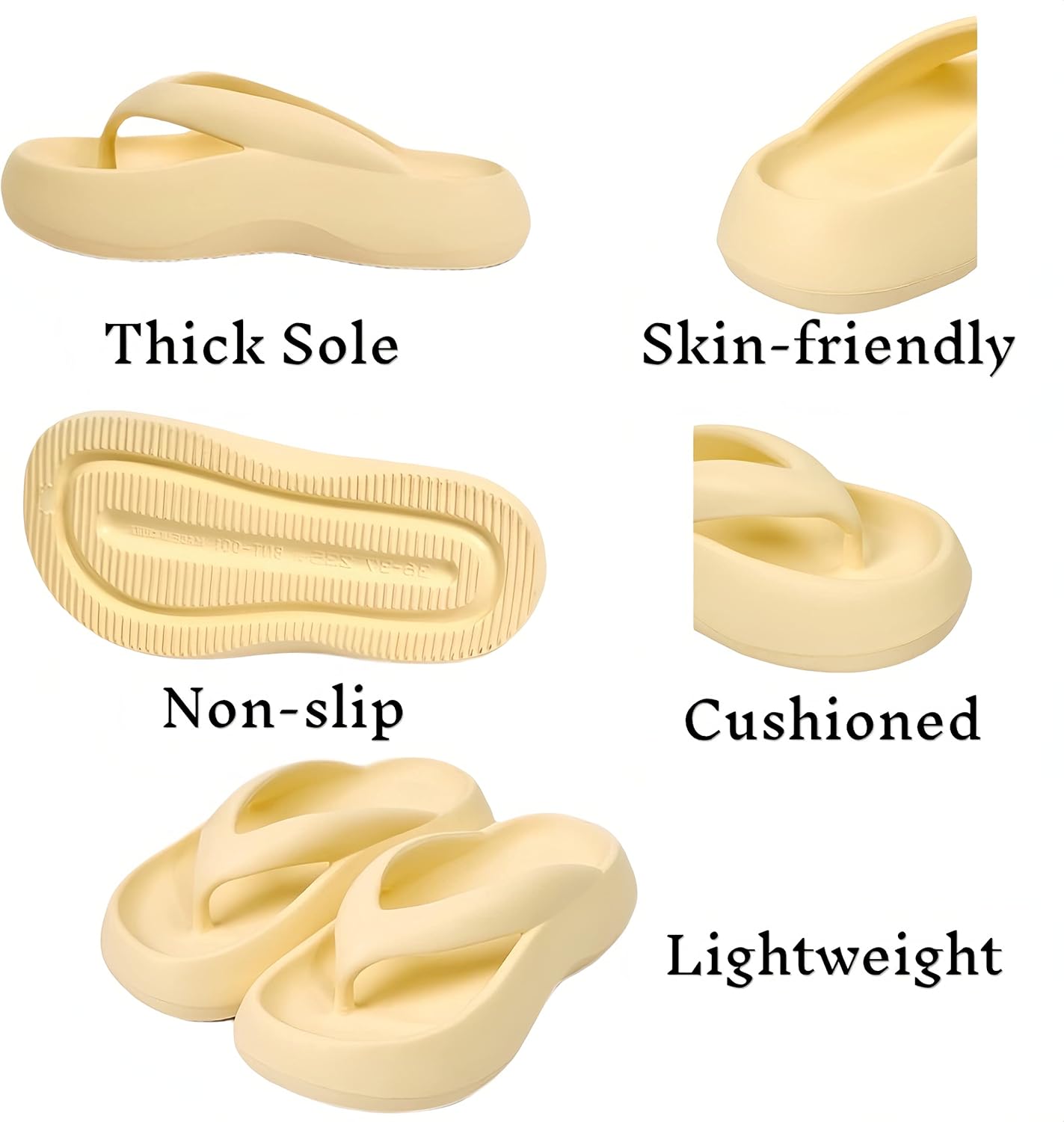 Cloud Comfy Flip Flops for Women Lightweight Thicken Sole Pillow Slippers Cute Cushioned Slippers Soft Foam Non-Slip Shower Bathroom Slides Sandals Cozy EVA Indoor and Outdoor