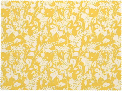 Bright Flowers Blooming Rectangular Tablecloth, Yellow Floral 54x72 Inch Wavy Lace Border Polyester Table Cloth for Dining, Kitchen, Parties