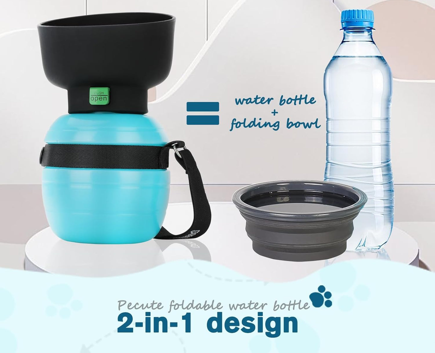 Portable Dog Water Bottle, 2 in 1 Cat Dog Travel Water Bottle Bowl Leakproof with Double Seal, BPA Free, Lightweight, Pet Small Animal Water Bottel Dispenser for Outdoor Walking Hiking Travels | Leakproof, BPA Free, Lightweight, Puppy Walking Water