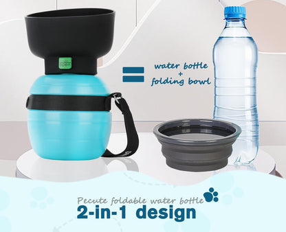Portable Dog Water Bottle, 2 in 1 Cat Dog Travel Water Bottle Bowl Leakproof with Double Seal, BPA Free, Lightweight, Pet Small Animal Water Bottel Dispenser for Outdoor Walking Hiking Travels | Leakproof, BPA Free, Lightweight, Puppy Walking Water