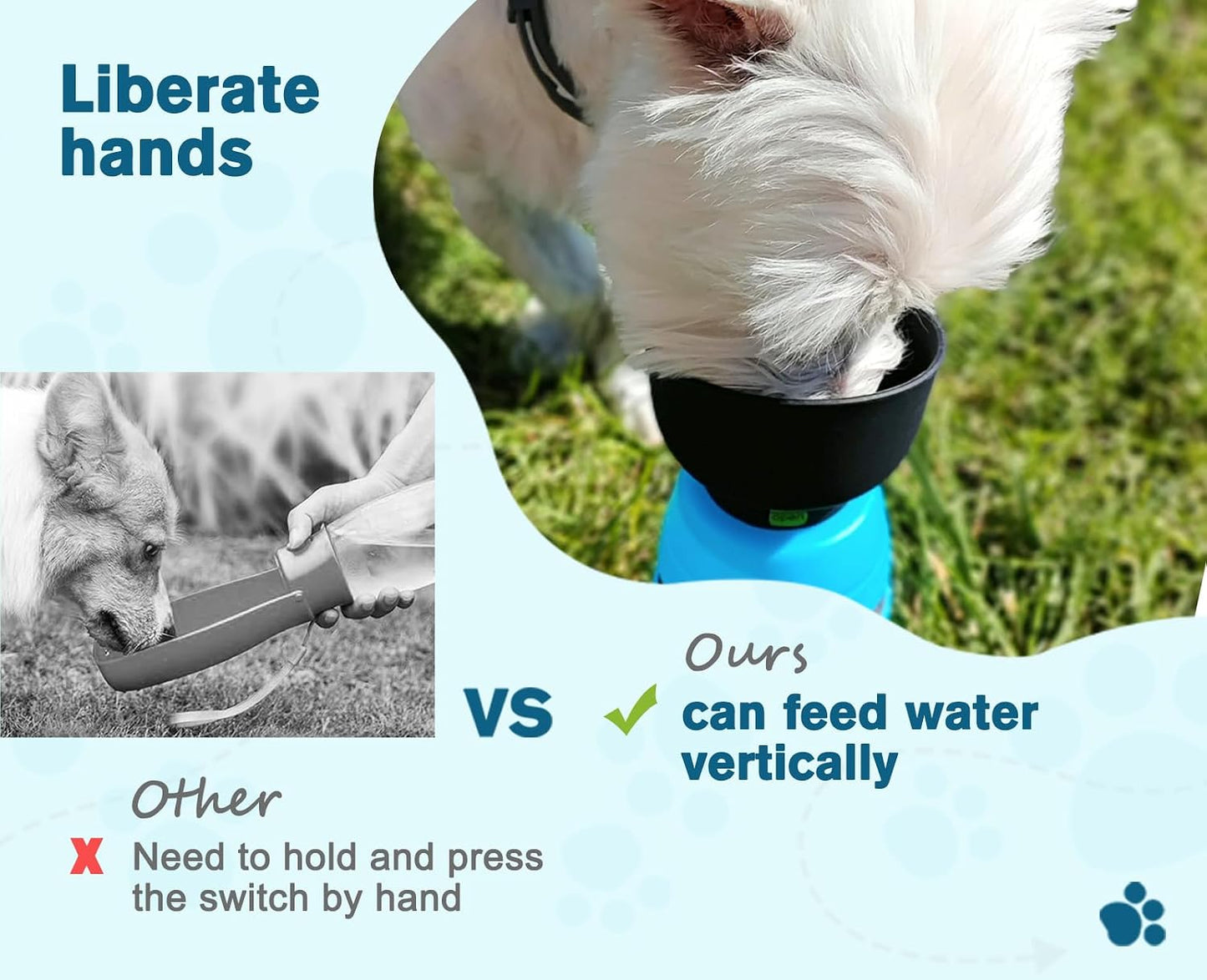 Portable Dog Water Bottle, 2 in 1 Cat Dog Travel Water Bottle Bowl Leakproof with Double Seal, BPA Free, Lightweight, Pet Small Animal Water Bottel Dispenser for Outdoor Walking Hiking Travels | Leakproof, BPA Free, Lightweight, Puppy Walking Water