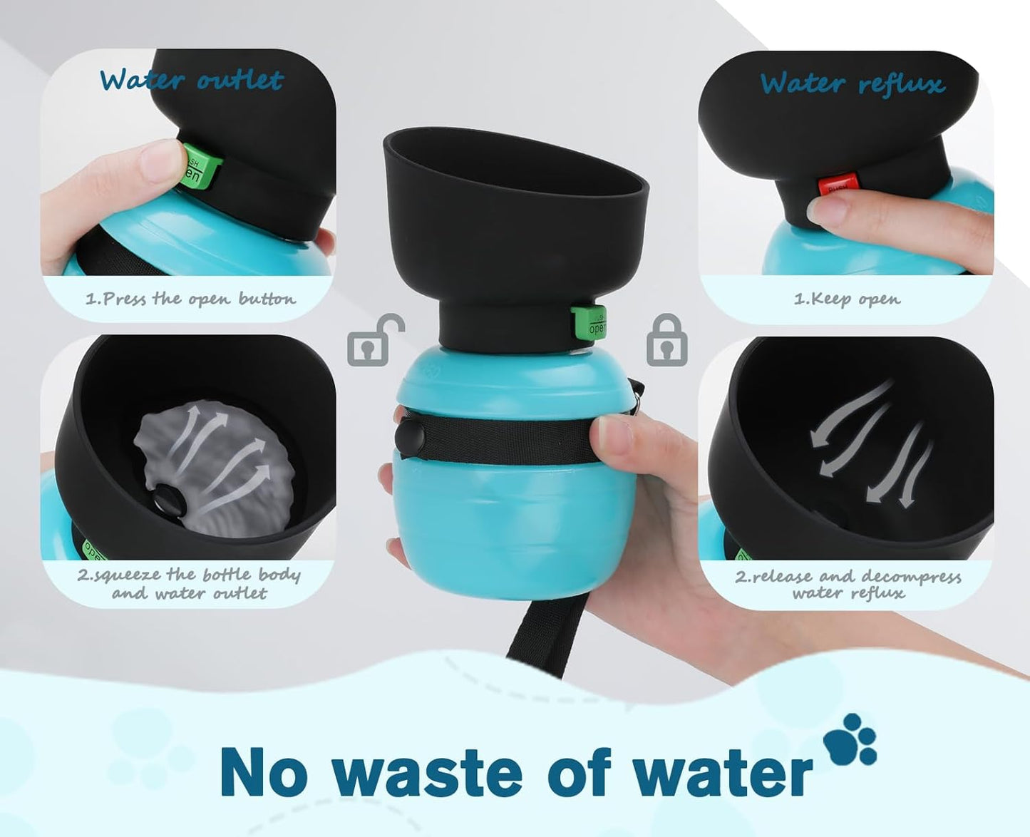 Portable Dog Water Bottle, 2 in 1 Cat Dog Travel Water Bottle Bowl Leakproof with Double Seal, BPA Free, Lightweight, Pet Small Animal Water Bottel Dispenser for Outdoor Walking Hiking Travels | Leakproof, BPA Free, Lightweight, Puppy Walking Water