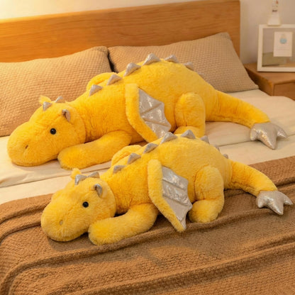 Giant 50in 3Lb Big Yellow Dragon Large Stuffed Animals Cute Plush Toy Fuzzy Jumbo Dinosaur Pillow Plushies with Wings Cuddly Soft Pterosaur Plushie for Friends Family Member