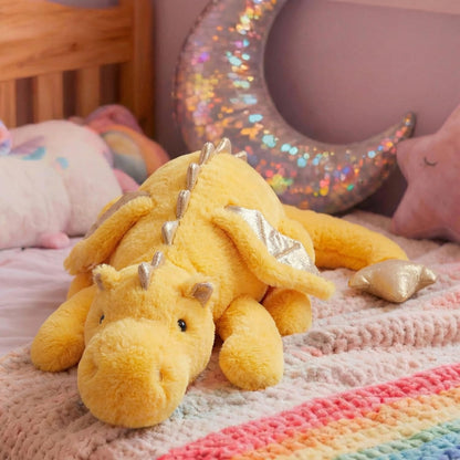 Giant 50in 3Lb Big Yellow Dragon Large Stuffed Animals Cute Plush Toy Fuzzy Jumbo Dinosaur Pillow Plushies with Wings Cuddly Soft Pterosaur Plushie for Friends Family Member