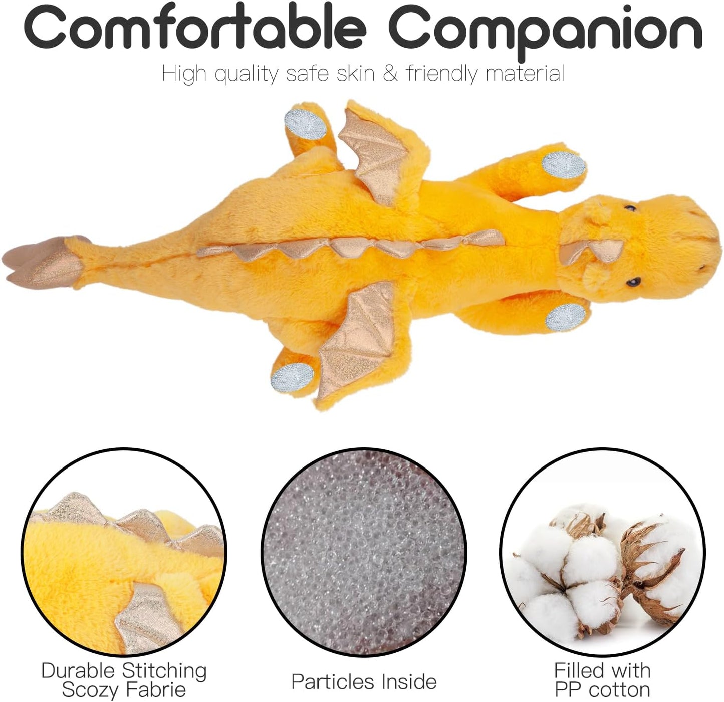 Giant 50in 3Lb Big Yellow Dragon Large Stuffed Animals Cute Plush Toy Fuzzy Jumbo Dinosaur Pillow Plushies with Wings Cuddly Soft Pterosaur Plushie for Friends Family Member