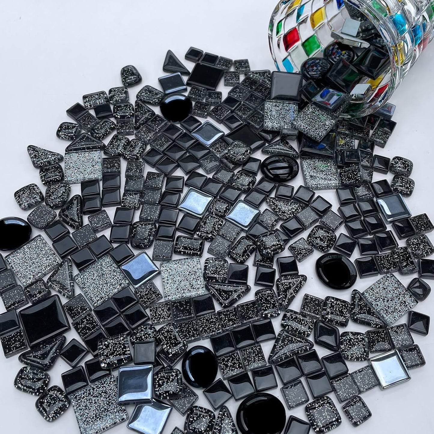 1.1LB Yellow Mixed Irregular Crystal Glass Mosaic Tiles for Crafts - Perfect for Mosaic Art Projects, Puzzles, and Home Décor
