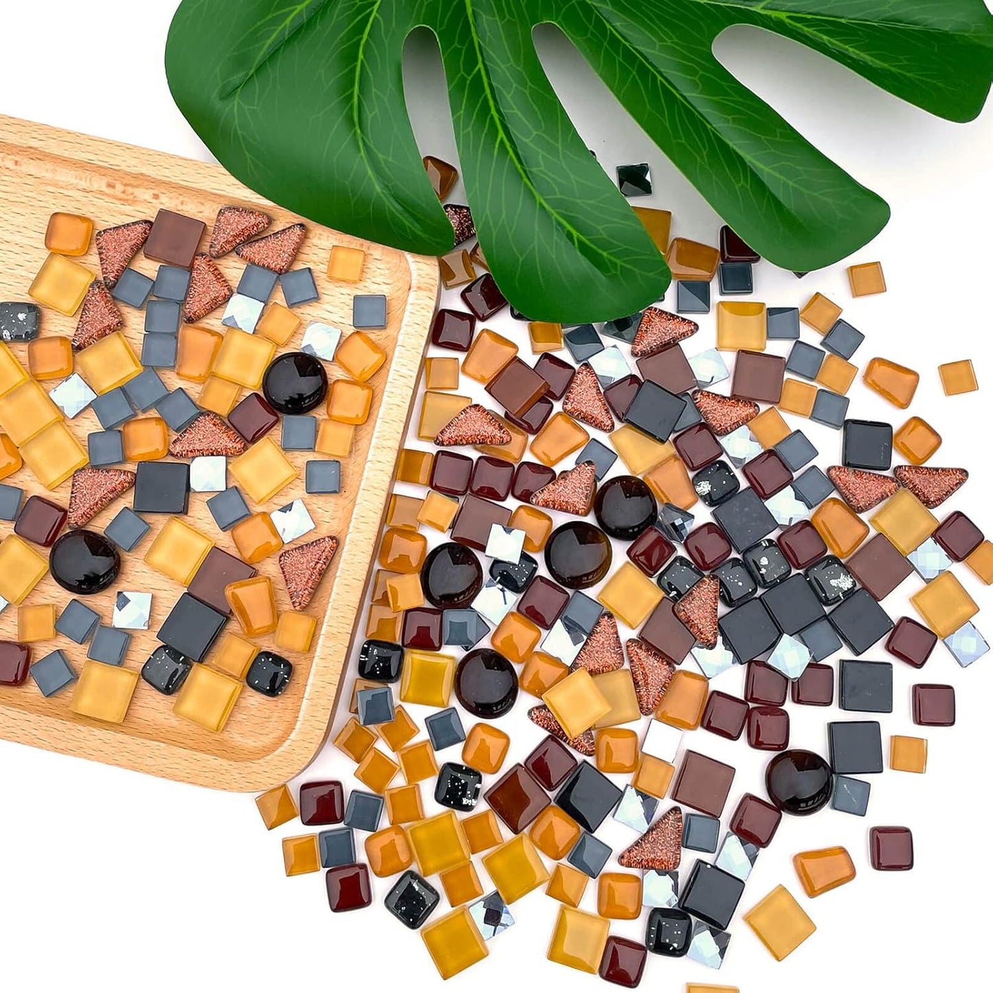 1.1LB Yellow Mixed Irregular Crystal Glass Mosaic Tiles for Crafts - Perfect for Mosaic Art Projects, Puzzles, and Home Décor