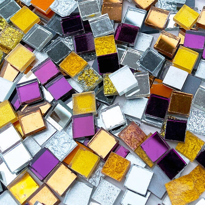 1.1LB Yellow Mixed Irregular Crystal Glass Mosaic Tiles for Crafts - Perfect for Mosaic Art Projects, Puzzles, and Home Décor