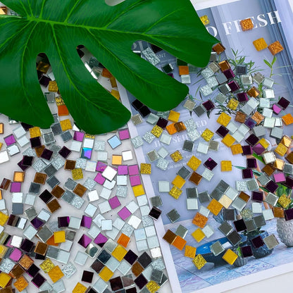 1.1LB Yellow Mixed Irregular Crystal Glass Mosaic Tiles for Crafts - Perfect for Mosaic Art Projects, Puzzles, and Home Décor