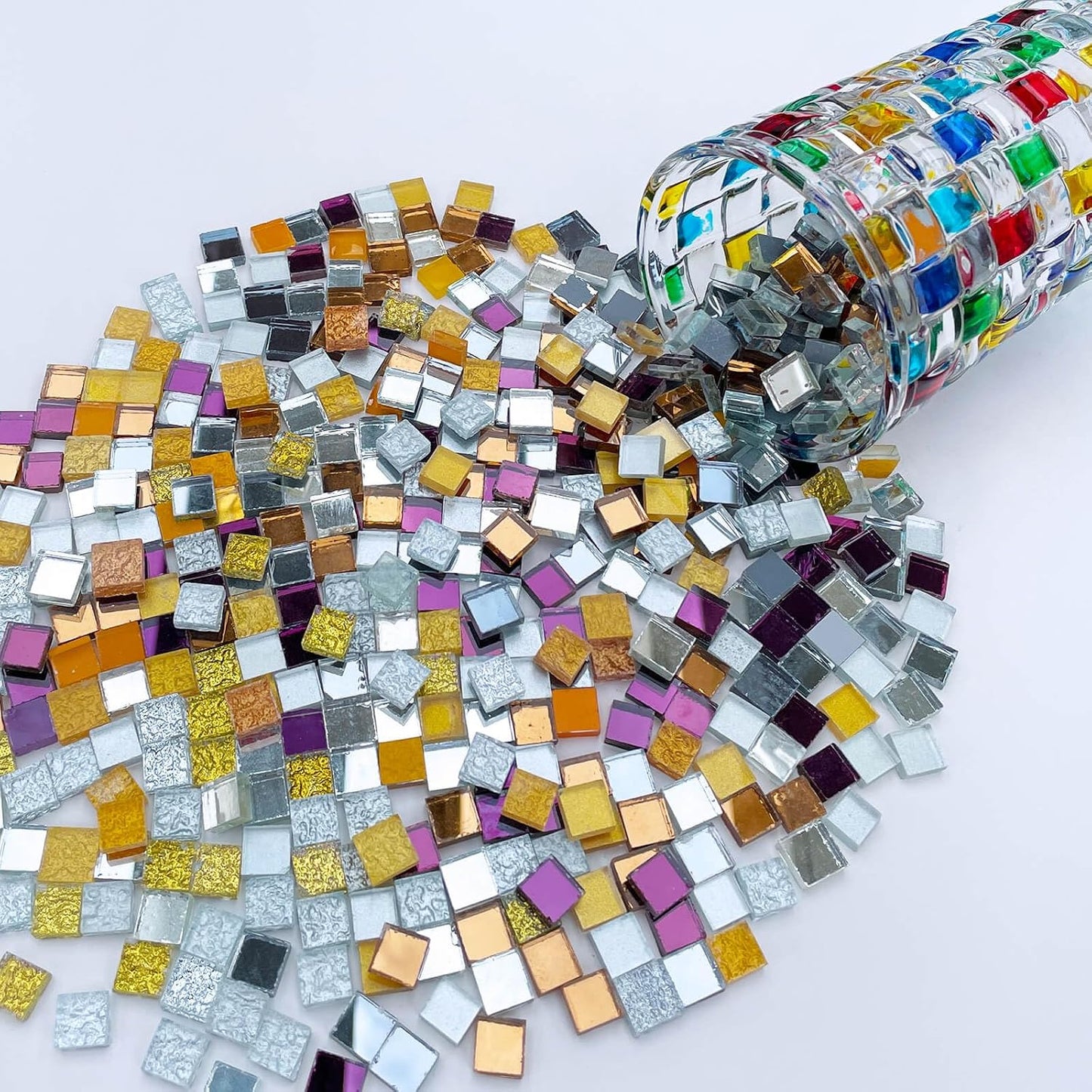 1.1LB Yellow Mixed Irregular Crystal Glass Mosaic Tiles for Crafts - Perfect for Mosaic Art Projects, Puzzles, and Home Décor
