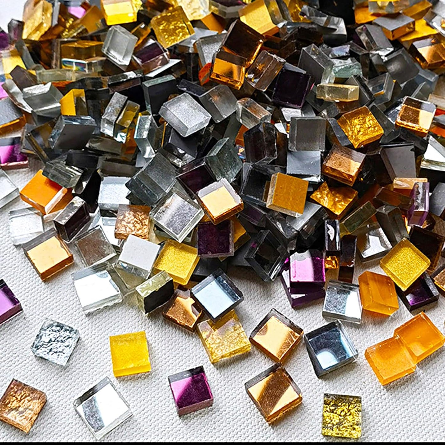 1.1LB Yellow Mixed Irregular Crystal Glass Mosaic Tiles for Crafts - Perfect for Mosaic Art Projects, Puzzles, and Home Décor