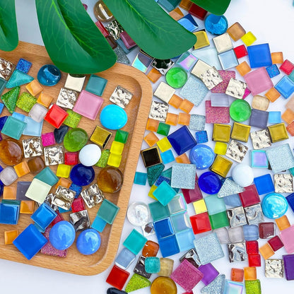 1.1LB Yellow Mixed Irregular Crystal Glass Mosaic Tiles for Crafts - Perfect for Mosaic Art Projects, Puzzles, and Home Décor