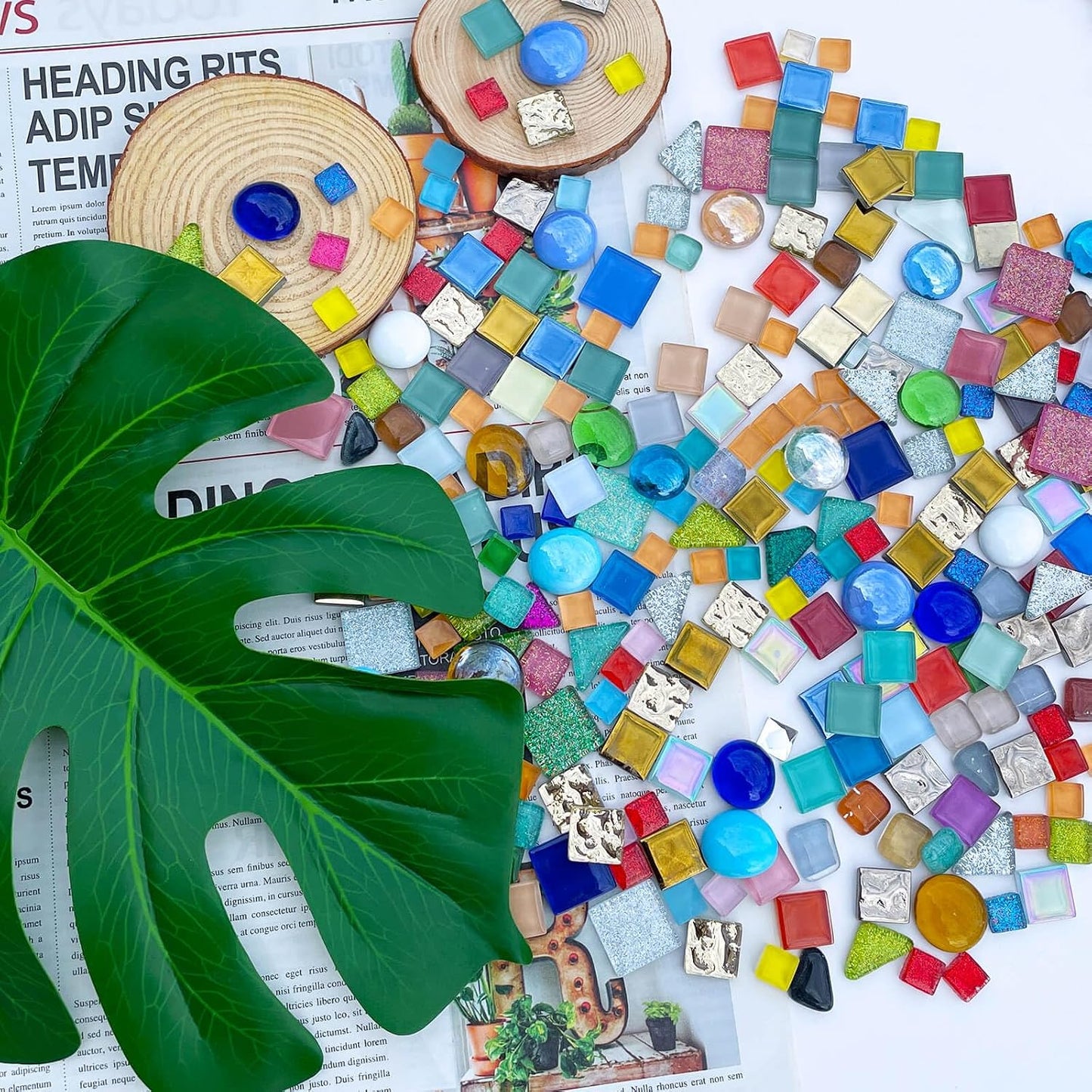 1.1LB Yellow Mixed Irregular Crystal Glass Mosaic Tiles for Crafts - Perfect for Mosaic Art Projects, Puzzles, and Home Décor