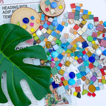 1.1LB Yellow Mixed Irregular Crystal Glass Mosaic Tiles for Crafts - Perfect for Mosaic Art Projects, Puzzles, and Home Décor