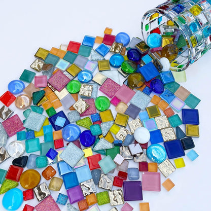 1.1LB Yellow Mixed Irregular Crystal Glass Mosaic Tiles for Crafts - Perfect for Mosaic Art Projects, Puzzles, and Home Décor