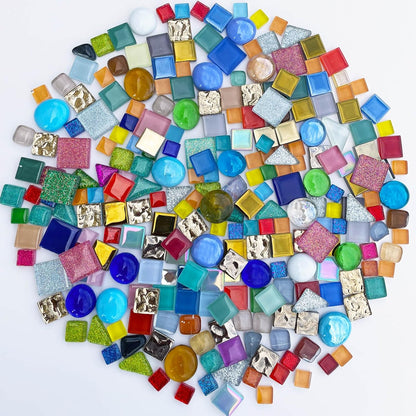1.1LB Yellow Mixed Irregular Crystal Glass Mosaic Tiles for Crafts - Perfect for Mosaic Art Projects, Puzzles, and Home Décor