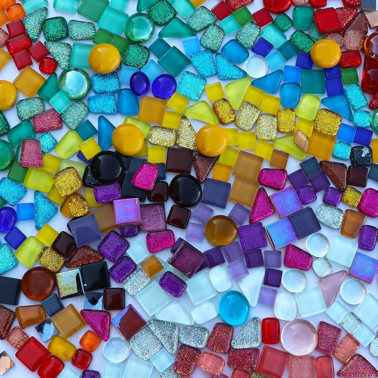 1.1LB Yellow Mixed Irregular Crystal Glass Mosaic Tiles for Crafts - Perfect for Mosaic Art Projects, Puzzles, and Home Décor