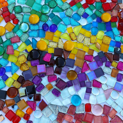 1.1LB Yellow Mixed Irregular Crystal Glass Mosaic Tiles for Crafts - Perfect for Mosaic Art Projects, Puzzles, and Home Décor