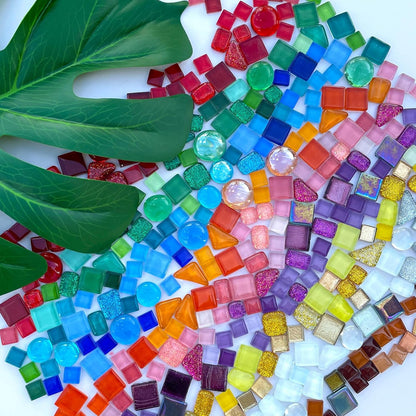 1.1LB Yellow Mixed Irregular Crystal Glass Mosaic Tiles for Crafts - Perfect for Mosaic Art Projects, Puzzles, and Home Décor