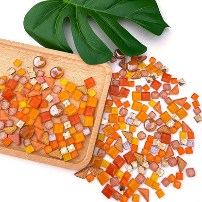1.1LB Yellow Mixed Irregular Crystal Glass Mosaic Tiles for Crafts - Perfect for Mosaic Art Projects, Puzzles, and Home Décor