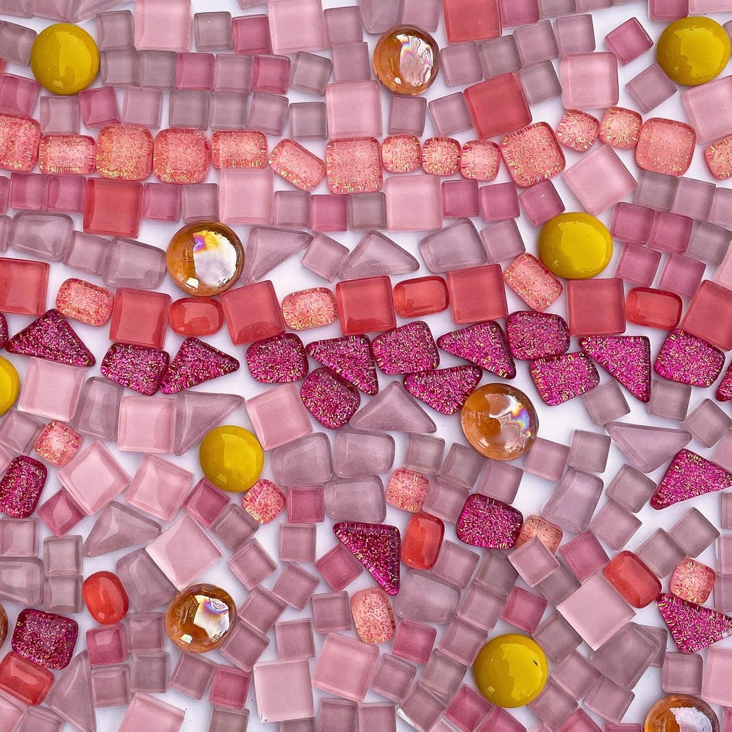 1.1LB Yellow Mixed Irregular Crystal Glass Mosaic Tiles for Crafts - Perfect for Mosaic Art Projects, Puzzles, and Home Décor