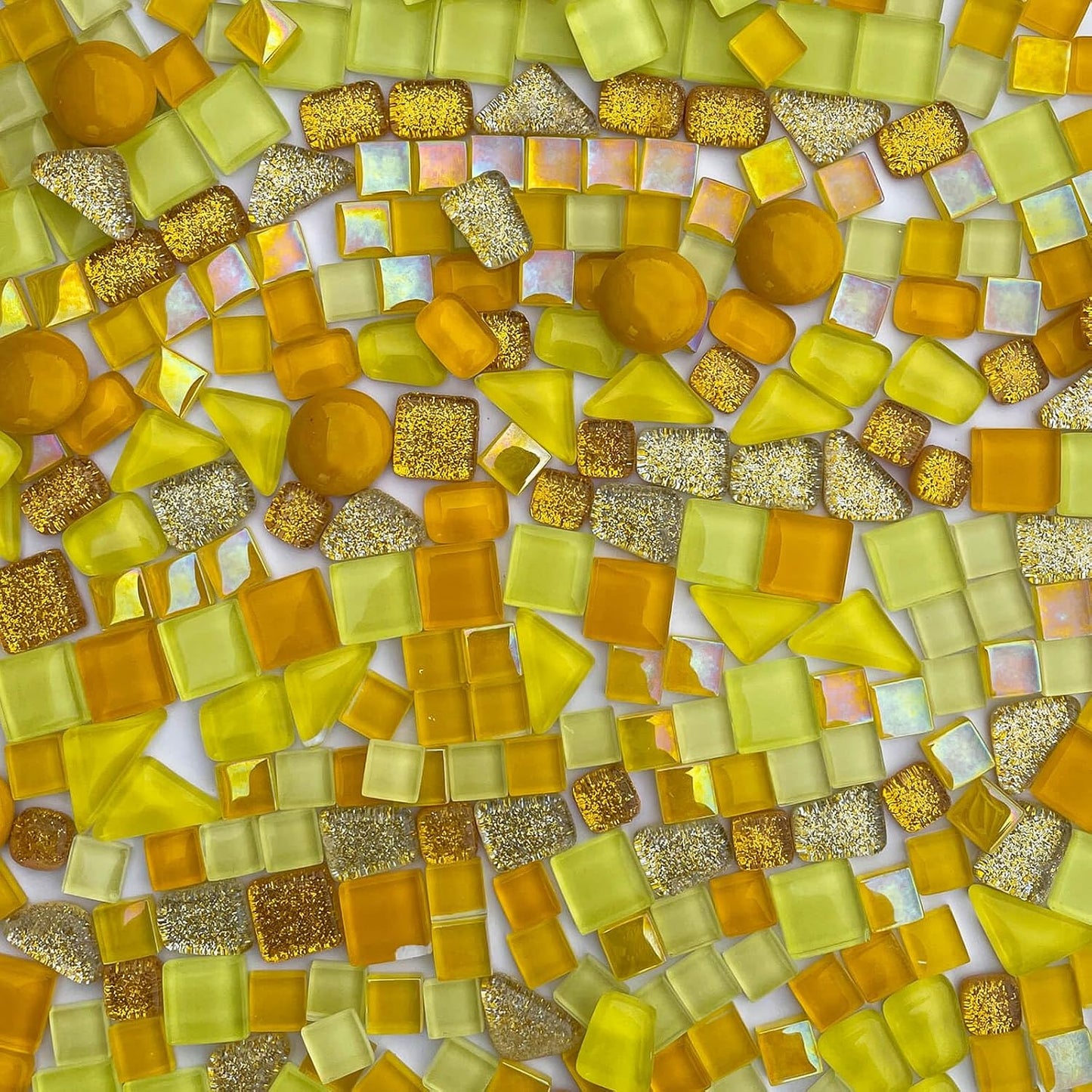 1.1LB Yellow Mixed Irregular Crystal Glass Mosaic Tiles for Crafts - Perfect for Mosaic Art Projects, Puzzles, and Home Décor