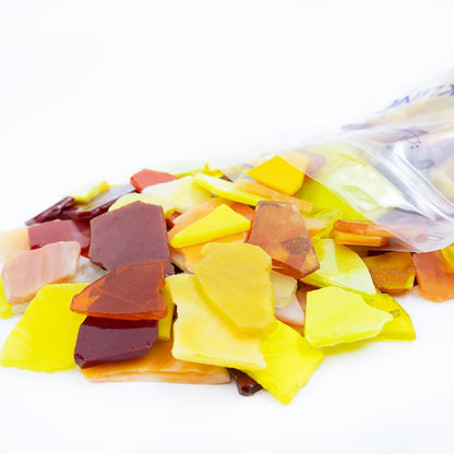 Irregular Stained Glass Scraps, Mosaic Glass Pieces,Broken Glass Pieces,Mosaic Crafts Supplies,Mosaic Tiles for Crafts,Photo Frames,Vase Filler, Aquarium Decor,1-3cm,0.9LB(Red+orange+yellow)