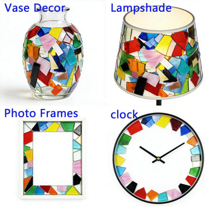 Irregular Stained Glass Scraps, Mosaic Glass Pieces,Broken Glass Pieces,Mosaic Crafts Supplies,Mosaic Tiles for Crafts,Photo Frames,Vase Filler, Aquarium Decor,1-3cm,0.9LB(Red+orange+yellow)