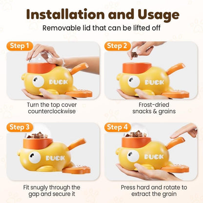 Dog Interactive Treat Dispenser, 2026 New Yellow Duck Cat Treat Dispenser, Interactive Dog Food Dispenser with Button, Dog Slow Feeder Prevents Bloating for Small & Large Cats Dogs (1Pcs)