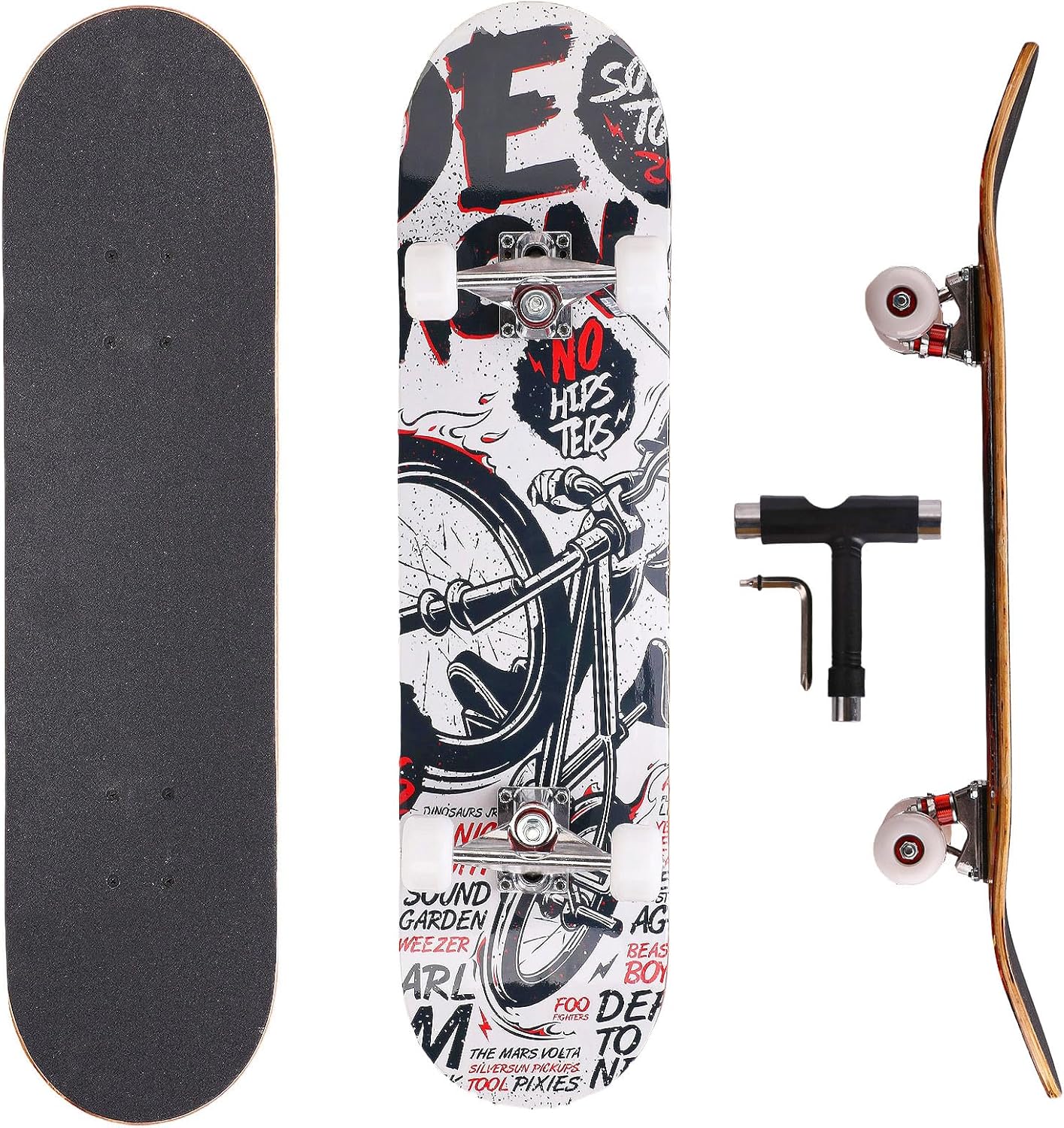 Cartoon Professional Double Kick Skateboard, 31 inch Maple Deck, ABEC-11 Bearings, 95A PU Wheels