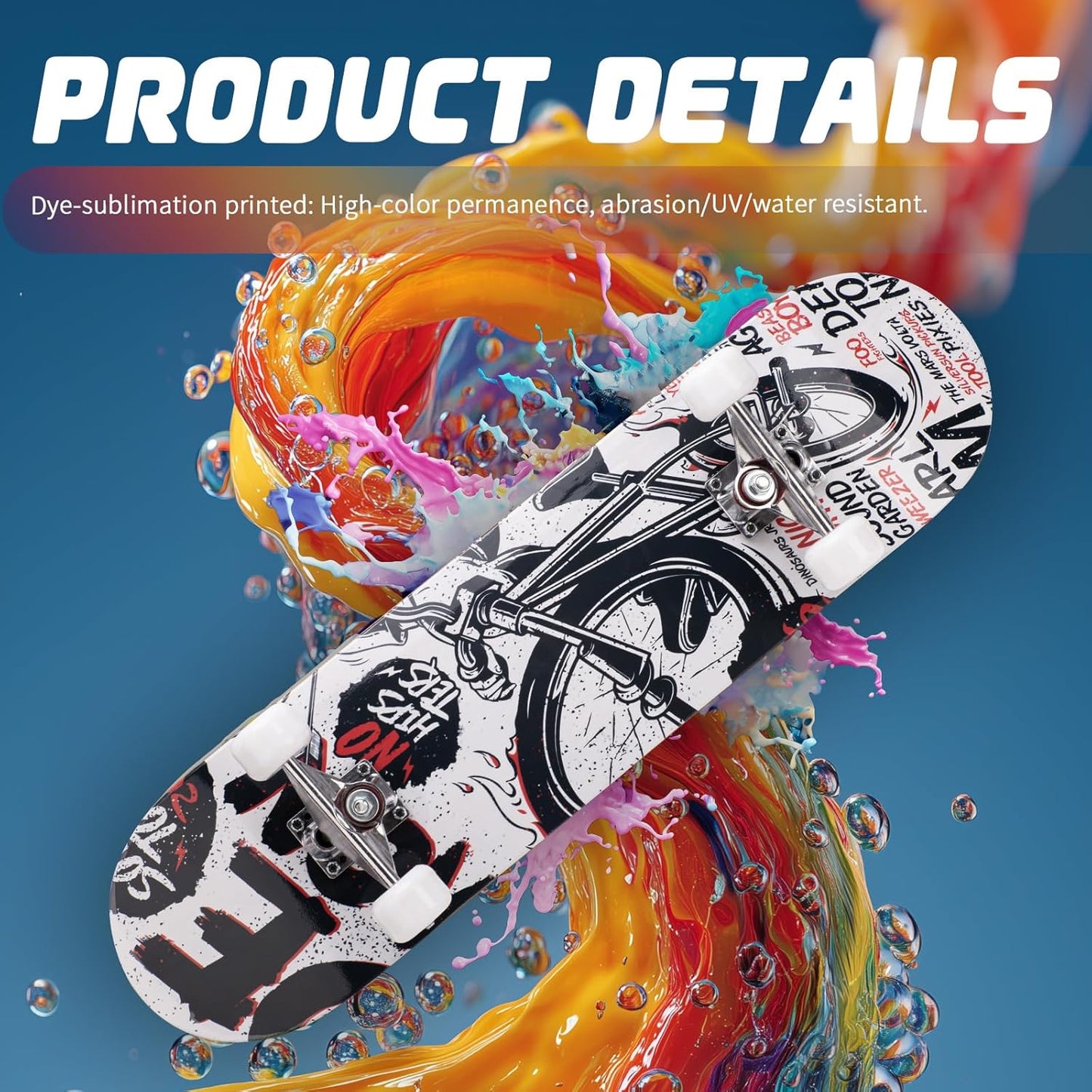 Cartoon Professional Double Kick Skateboard, 31 inch Maple Deck, ABEC-11 Bearings, 95A PU Wheels