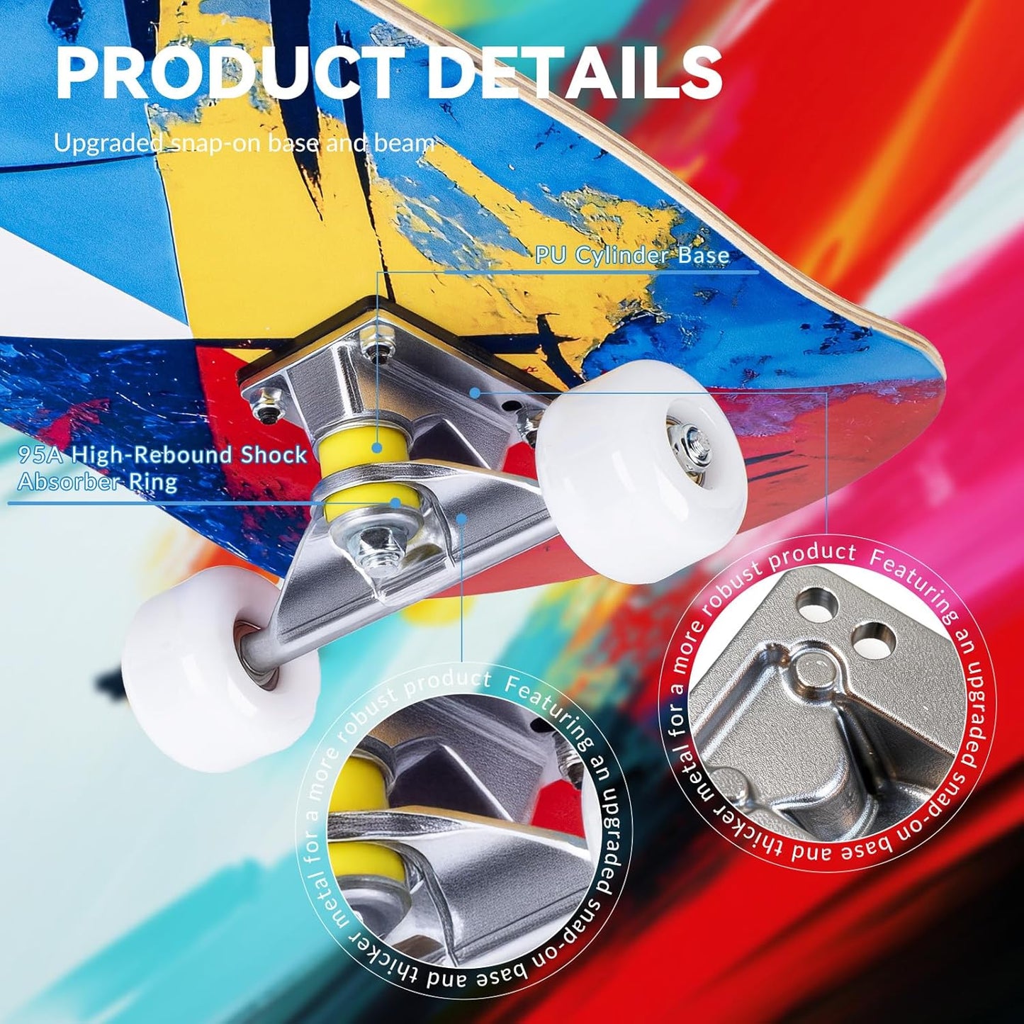Cartoon Professional Double Kick Skateboard, 31 inch Maple Deck, ABEC-11 Bearings, 95A PU Wheels