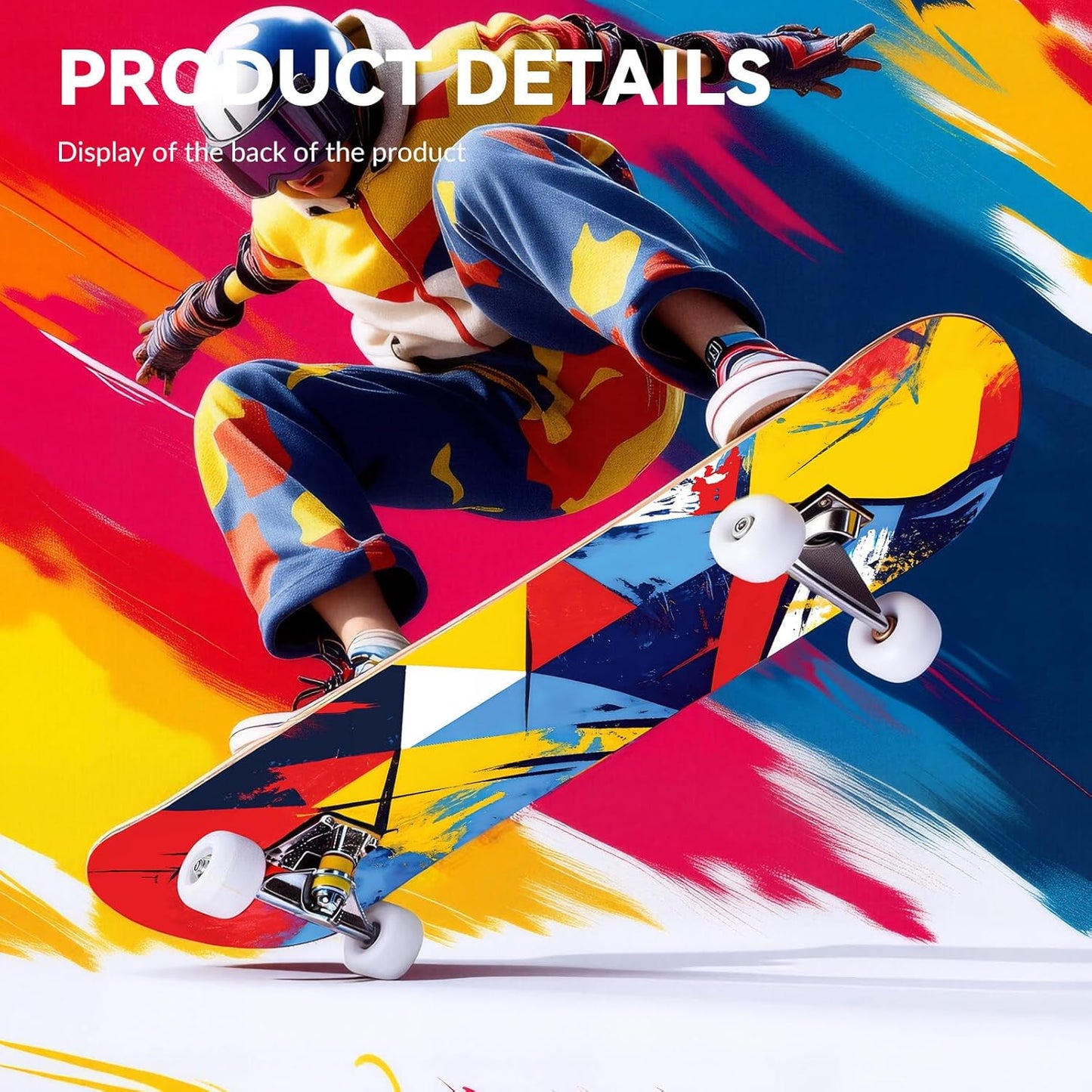 Cartoon Professional Double Kick Skateboard, 31 inch Maple Deck, ABEC-11 Bearings, 95A PU Wheels