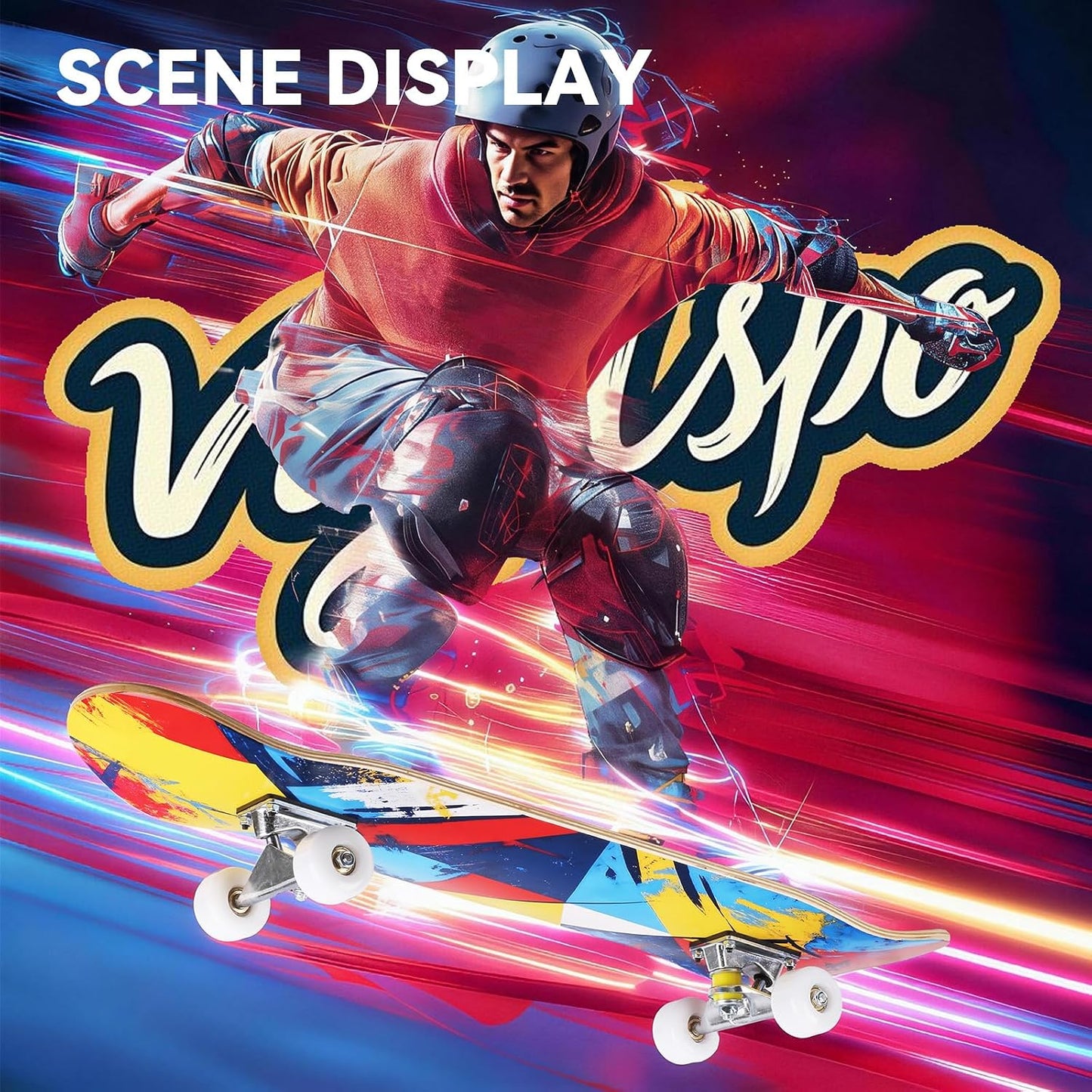 Cartoon Professional Double Kick Skateboard, 31 inch Maple Deck, ABEC-11 Bearings, 95A PU Wheels
