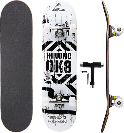 Cartoon Professional Double Kick Skateboard, 31 inch Maple Deck, ABEC-11 Bearings, 95A PU Wheels