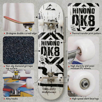 Cartoon Professional Double Kick Skateboard, 31 inch Maple Deck, ABEC-11 Bearings, 95A PU Wheels