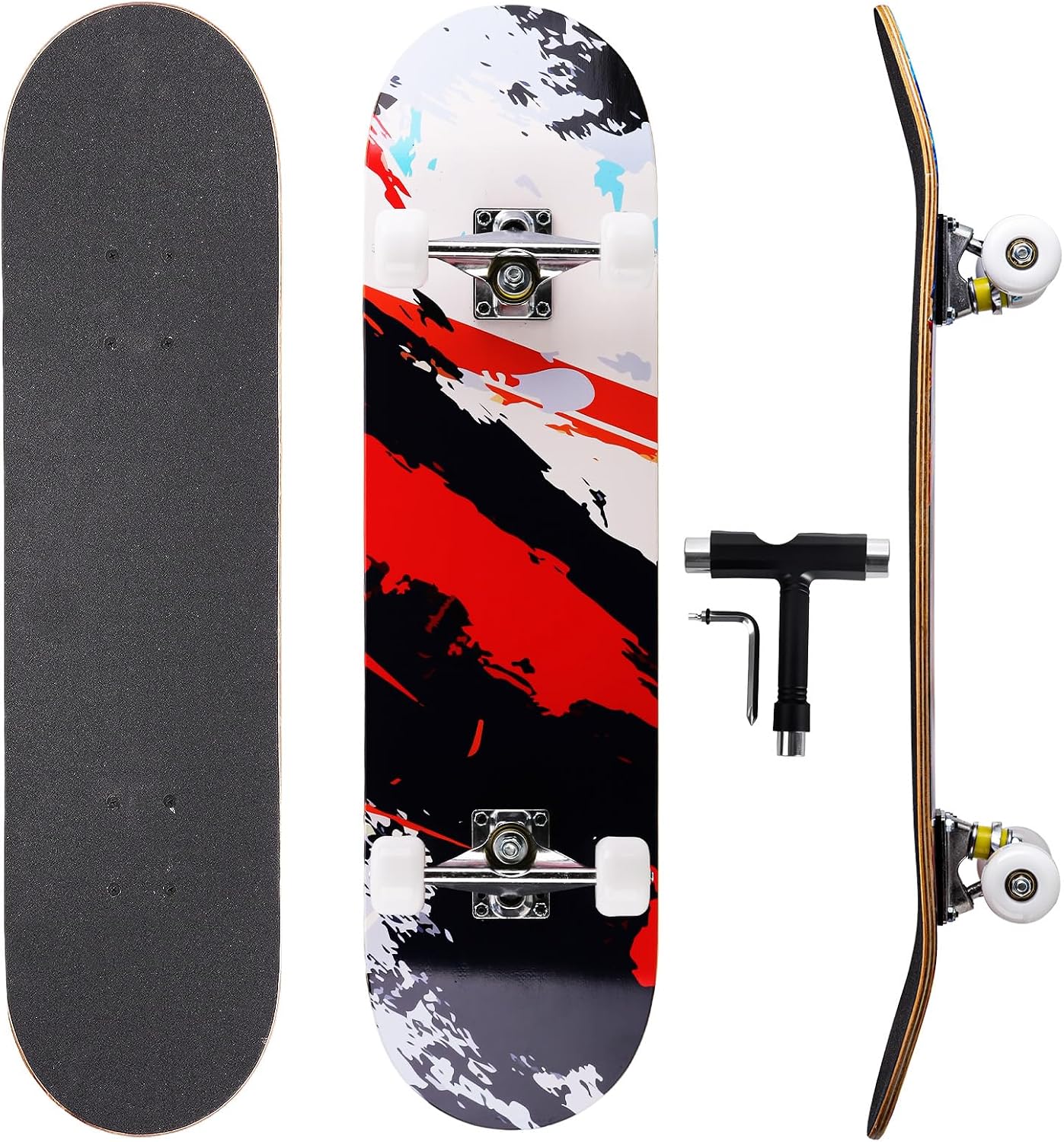 Cartoon Professional Double Kick Skateboard, 31 inch Maple Deck, ABEC-11 Bearings, 95A PU Wheels