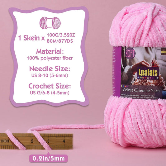 Baby Blanket Yarn for Crocheting Soft - 3 Pack of 100g/3.5oz Chunky Chenille Yarn for Knitting Blankets Amigurumi - #6 Super Bulky - 261 Yards Thick Plush Yarns (3, Yellow)