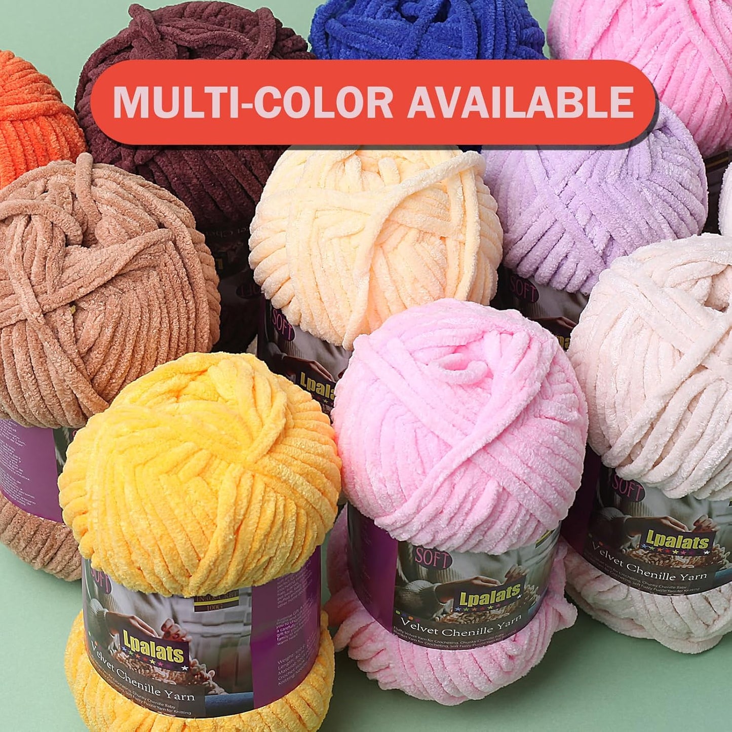 Baby Blanket Yarn for Crocheting Soft - 3 Pack of 100g/3.5oz Chunky Chenille Yarn for Knitting Blankets Amigurumi - #6 Super Bulky - 261 Yards Thick Plush Yarns (3, Yellow)